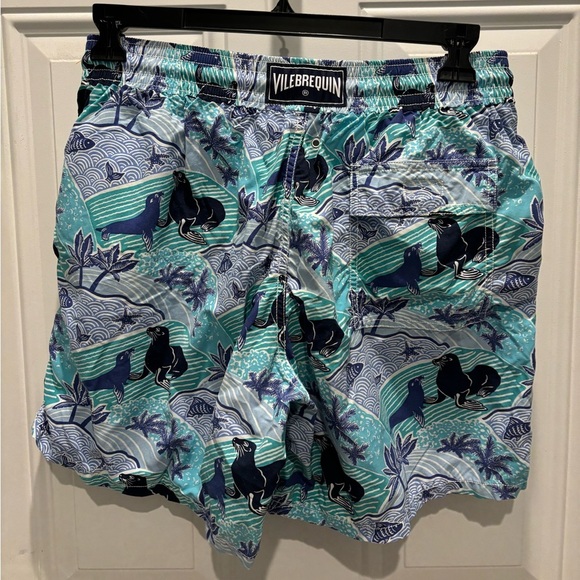 VILEBREQUIN Board Shorts Men’s SIZE XL Blue Seal Ocean Surf Lined - Picture 2 of 3